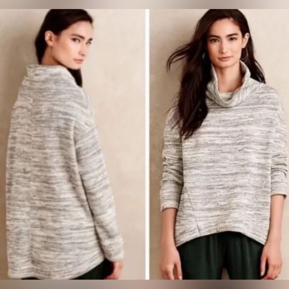 Anthropologie Saturday Sunday gray cowl neck sweater  med relaxed fit oversized